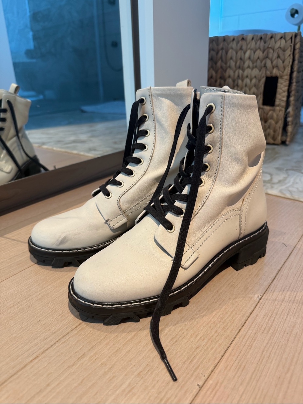 Rag & bone white moto boot